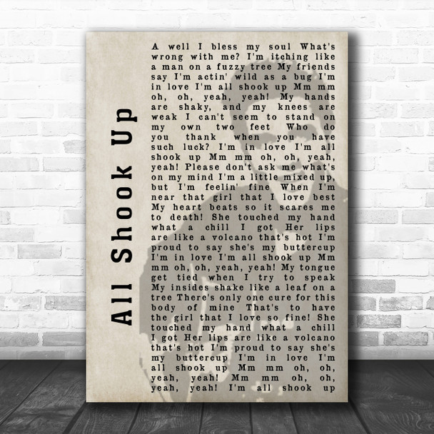 Elvis Presley All Shook Up Face Shadow Song Lyric Music Wall Art Print