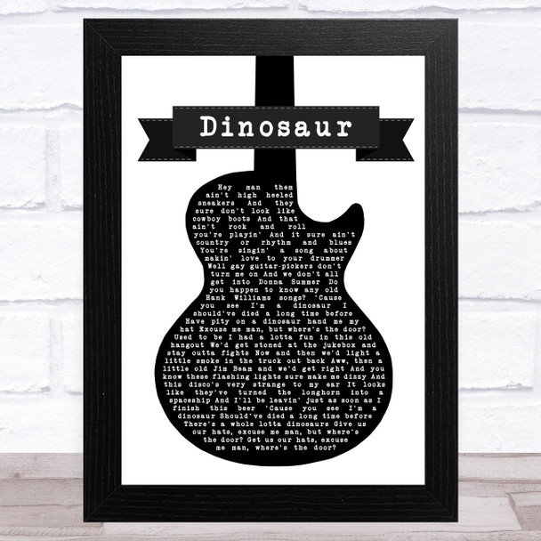 Hank Williams Dinosaur Black & White Guitar Song Lyric Art Print