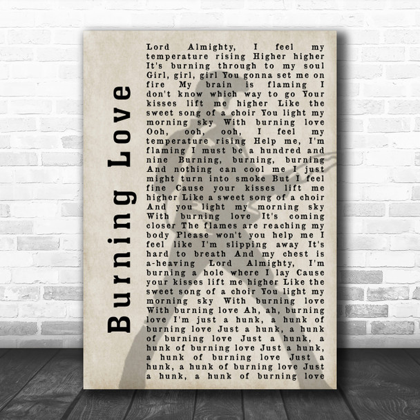 Elvis Presley Burning Love Pose Shadow Song Lyric Music Wall Art Print