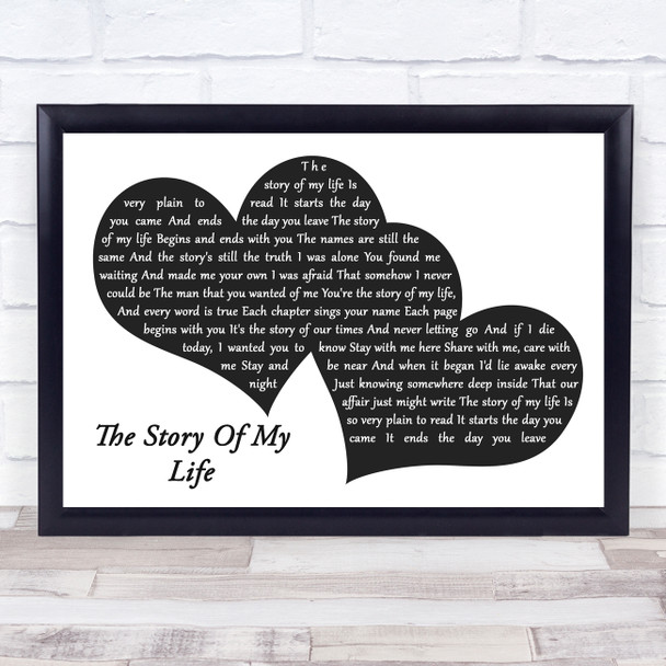 Neil Diamond The Story Of My Life Landscape Black & White Two Hearts Song Lyric Art Print
