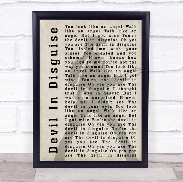 Elvis Presley Devil In Disguise Pose Shadow Song Lyric Music Wall Art Print