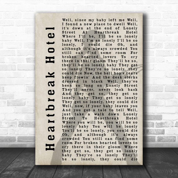 Elvis Presley Heartbreak Hotel Pose Shadow Song Lyric Music Wall Art Print