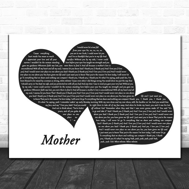 Ashanti Mother Landscape Black & White Two Hearts Song Lyric Art Print