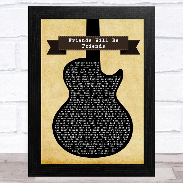 Queen Friends Will Be Friends Black Guitar Song Lyric Art Print