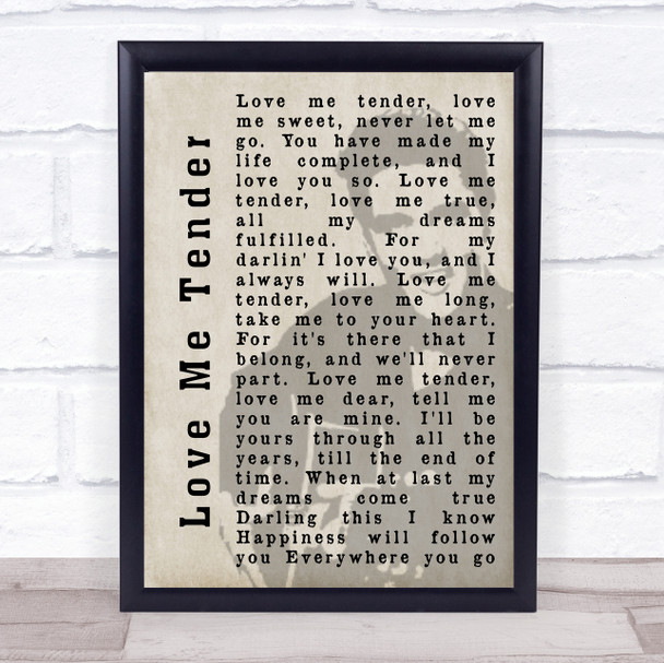 Elvis Presley Love Me Tender Face Shadow Song Lyric Music Wall Art Print