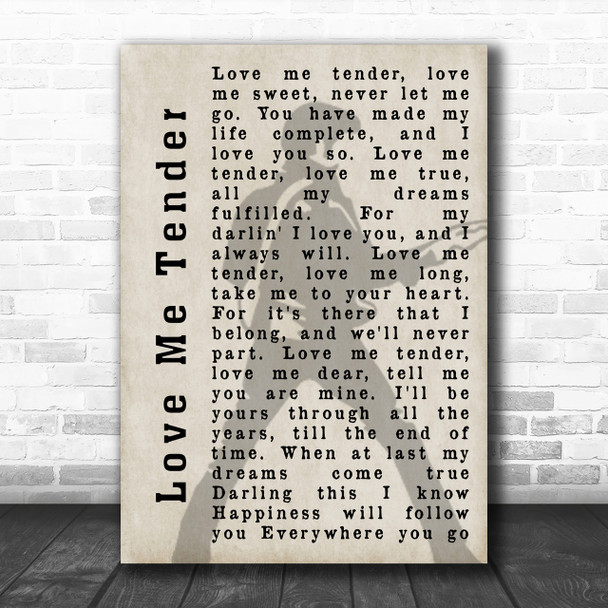 Elvis Presley Love Me Tender Pose Shadow Song Lyric Music Wall Art Print