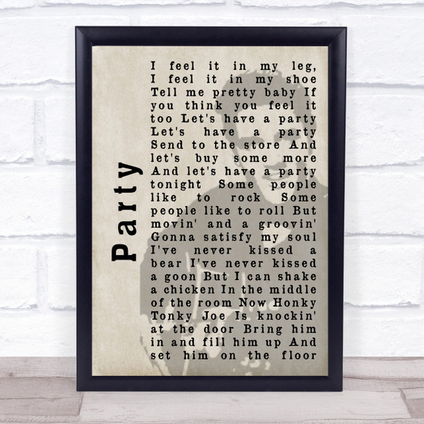 Elvis Presley Party Face Shadow Song Lyric Music Wall Art Print