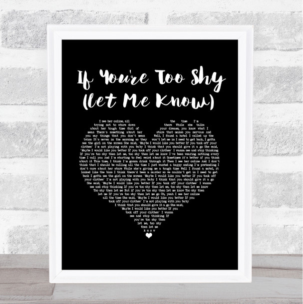 The 1975 If You're Too Shy (Let Me Know) Black Heart Song Lyric Art Print