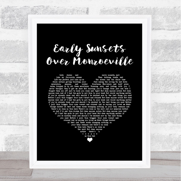 My Chemical Romance Early Sunsets Over Monroeville Black Heart Song Lyric Art Print