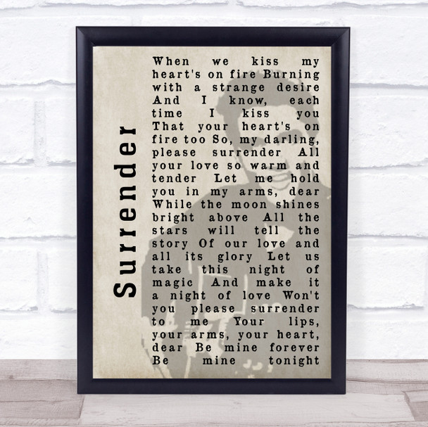 Elvis Presley Surrender Face Shadow Song Lyric Music Wall Art Print