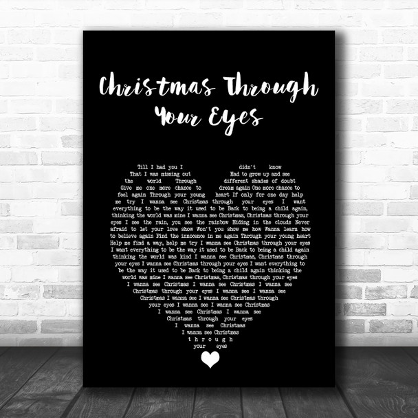 Gloria Estefan Christmas Through Your Eyes Black Heart Song Lyric Art Print