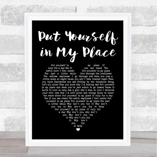 The Elgins Put Yourself in My Place Black Heart Song Lyric Art Print