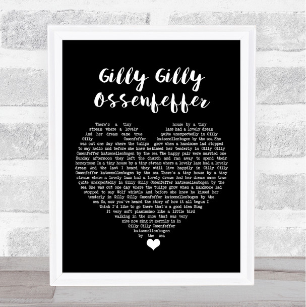 Max Bygraves Gilly Gilly Ossenfeffer Black Heart Song Lyric Art Print