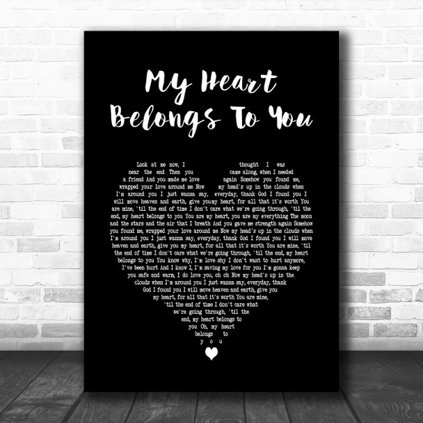 Peabo Bryson My Heart Belongs To You Black Heart Song Lyric Art Print