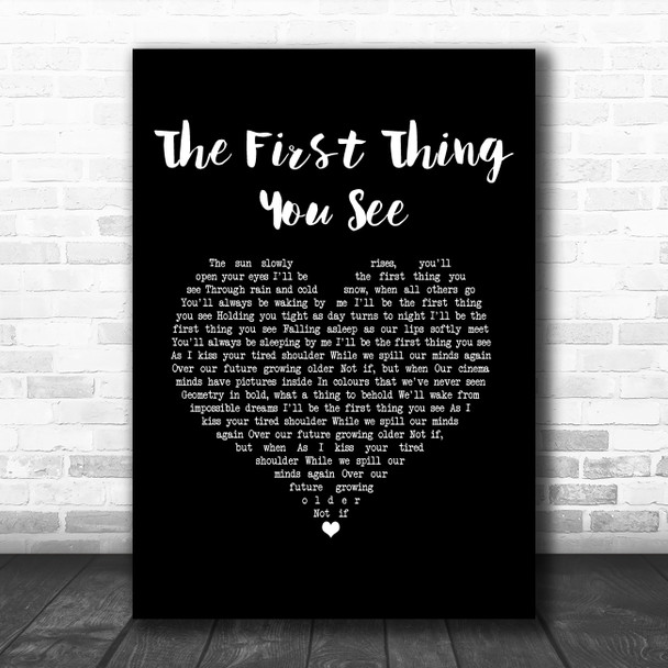 Bruno Major The First Thing You See Black Heart Song Lyric Art Print