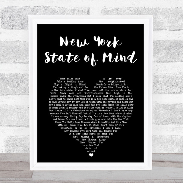 Billy Joel New York State of Mind Black Heart Song Lyric Art Print