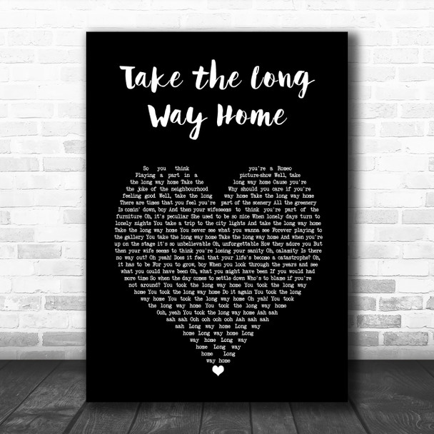 Supertramp Take the Long Way Home Black Heart Song Lyric Art Print