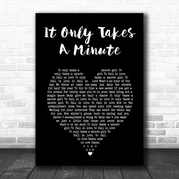 Take That It Only Takes A Minute Black Heart Song Lyric Art Print