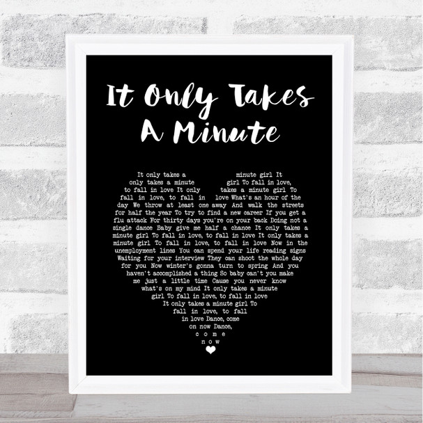 Take That It Only Takes A Minute Black Heart Song Lyric Art Print