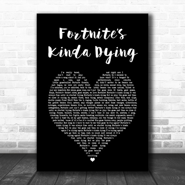 McCreamy Fortnites Kinda Dying Black Heart Song Lyric Art Print