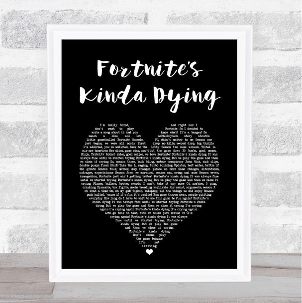 McCreamy Fortnites Kinda Dying Black Heart Song Lyric Art Print