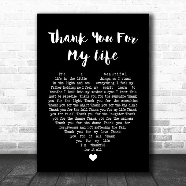 Beth Hart Thank You For My Life Black Heart Song Lyric Art Print