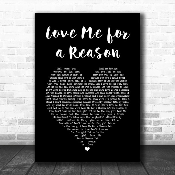 The Osmonds Love Me for a Reason Black Heart Song Lyric Art Print