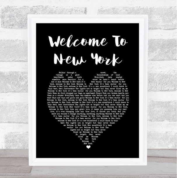 Taylor Swift Welcome To New York Black Heart Song Lyric Art Print