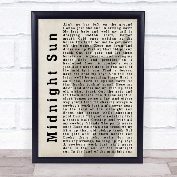 Garth Brooks Midnight Sun Shadow Song Lyric Music Wall Art Print