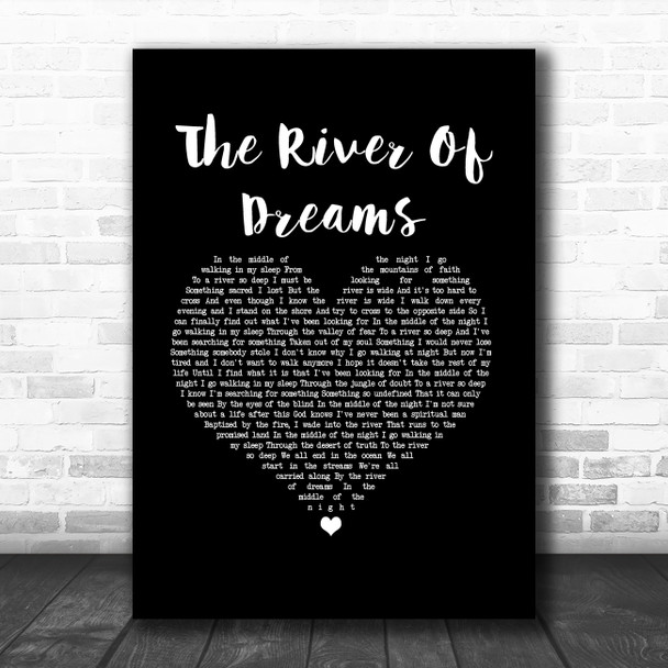 Billy Joel The River Of Dreams Black Heart Song Lyric Art Print