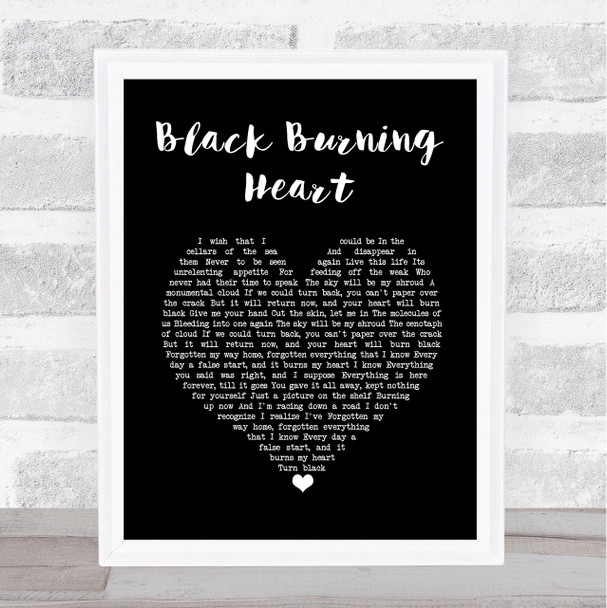 Keane Black Burning Heart Black Heart Song Lyric Art Print