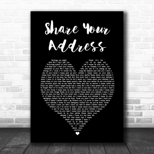 Ben Platt Share Your Address Black Heart Song Lyric Art Print