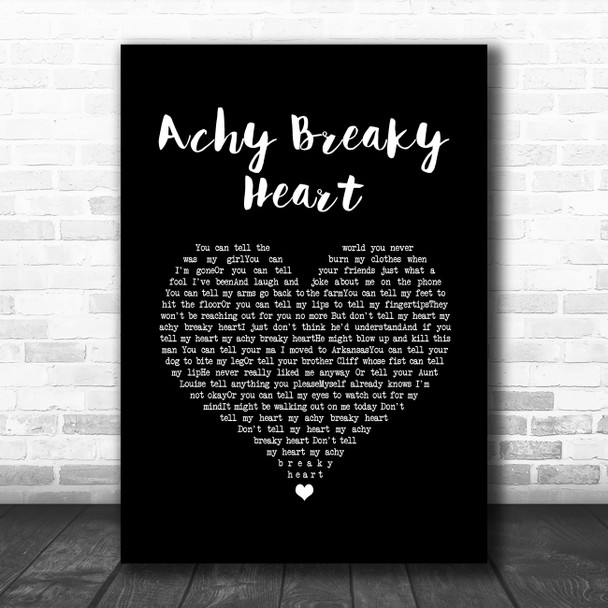 Billy Ray Cyrus Achy Breaky Heart Black Heart Song Lyric Art Print