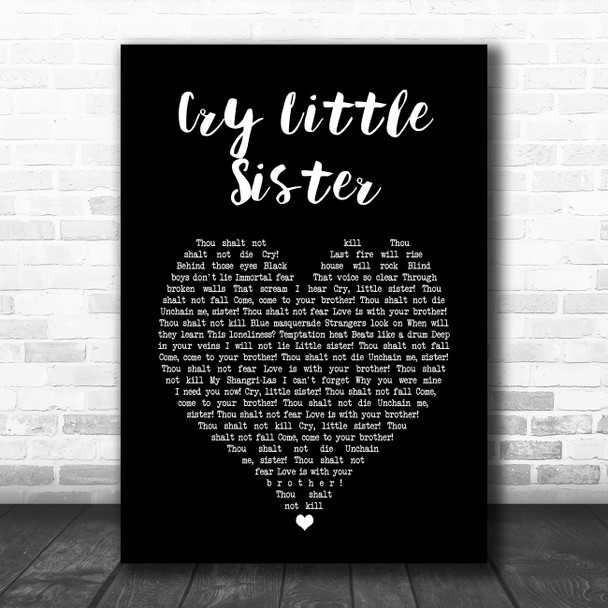 Gerard McMahon Cry Little Sister Black Heart Song Lyric Art Print