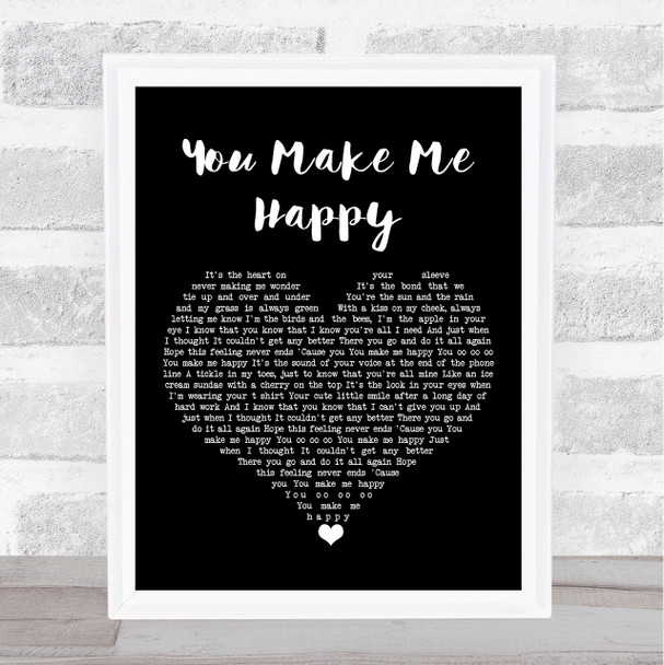 Lindsey Ray You Make Me Happy Black Heart Song Lyric Art Print