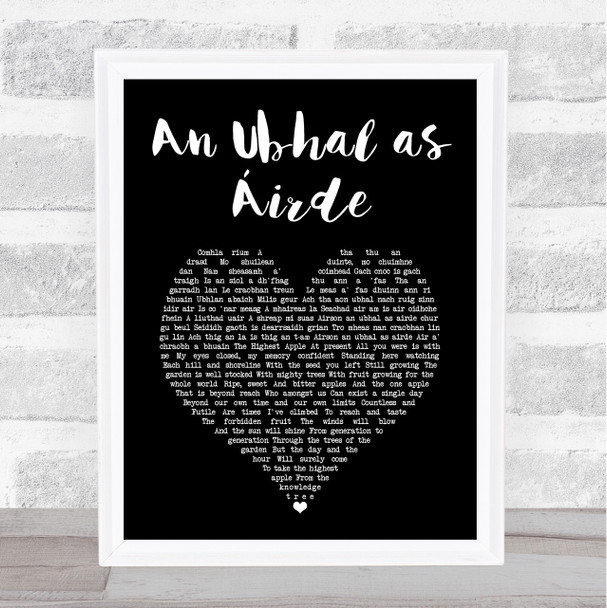 Runrig An Ubhal as Àirde Black Heart Song Lyric Art Print