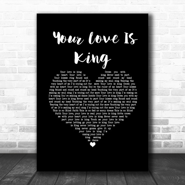 Sade Your Love Is King Black Heart Song Lyric Art Print