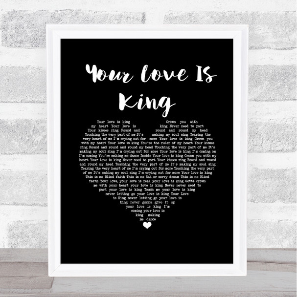 Sade Your Love Is King Black Heart Song Lyric Art Print
