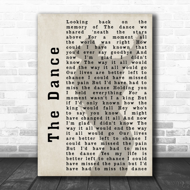 Garth Brooks The Dance Shadow Song Lyric Music Wall Art Print