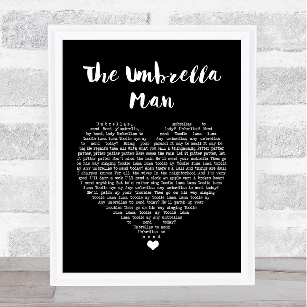 Flanagan & Allen The Umbrella Man Black Heart Song Lyric Art Print