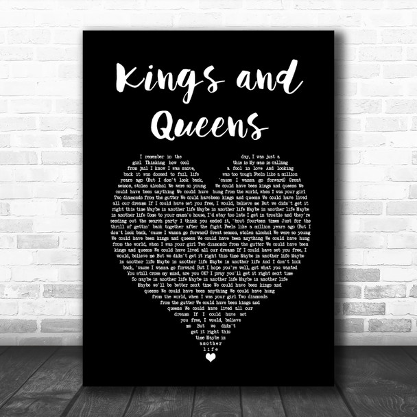 Paloma Faith Kings and Queens Black Heart Song Lyric Art Print