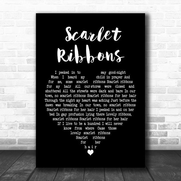 Harry Belafonte Scarlet Ribbons Black Heart Song Lyric Art Print