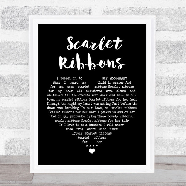 Harry Belafonte Scarlet Ribbons Black Heart Song Lyric Art Print