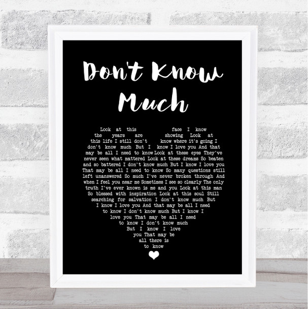 Linda Ronstadt Don't Know Much Black Heart Song Lyric Art Print