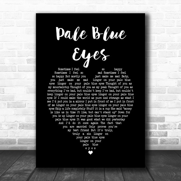 Velvet Underground Pale Blue Eyes Black Heart Song Lyric Art Print