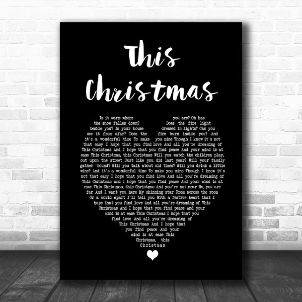 Picture This This Christmas Black Heart Song Lyric Art Print