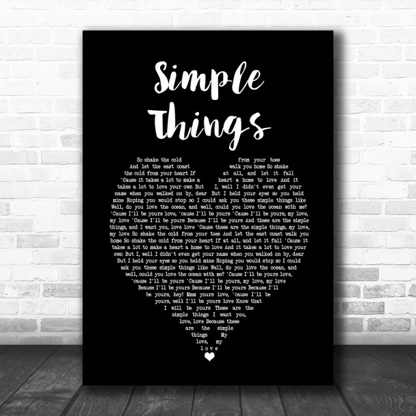 Ziggy Albert's Simple Things Black Heart Song Lyric Art Print