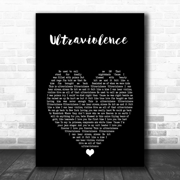 Lana Del Rey Ultraviolence Black Heart Song Lyric Art Print