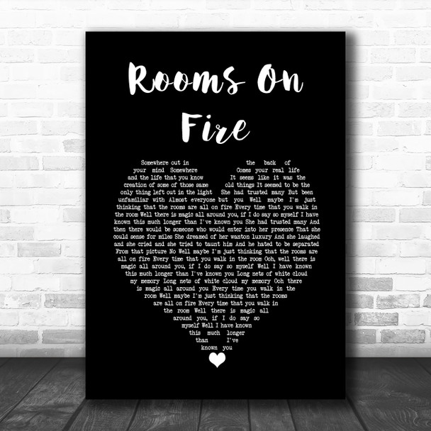 Stevie Nicks Rooms On Fire Black Heart Song Lyric Art Print