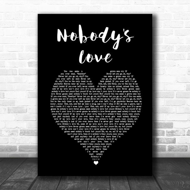 Maroon 5 Nobody's Love Black Heart Song Lyric Art Print